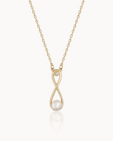 14K Gold Eternal Love Natural Pearl Chain Necklace