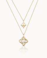 14K Gold North Star Natural Pearl Chain Necklace