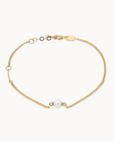 14K Gold Minerva Natural Pearl Chain Bracelet