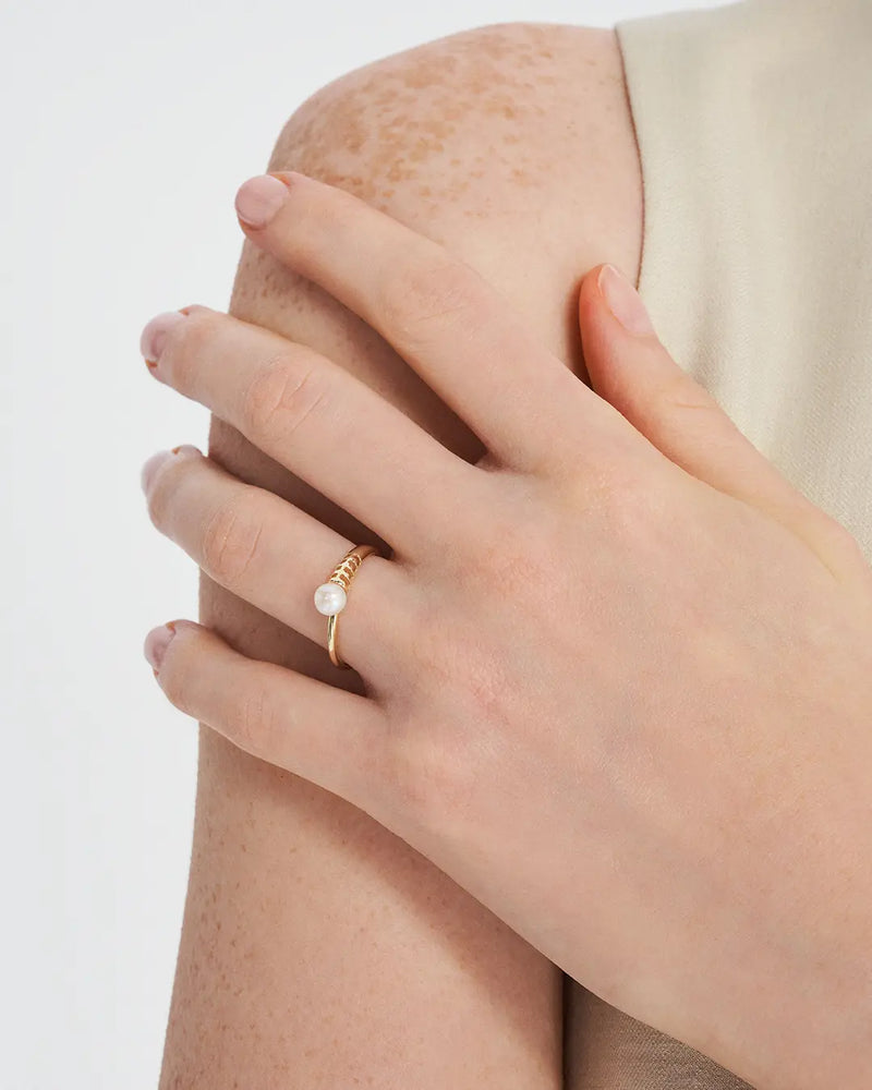 14K Gold Natural Pearl Stone Ring