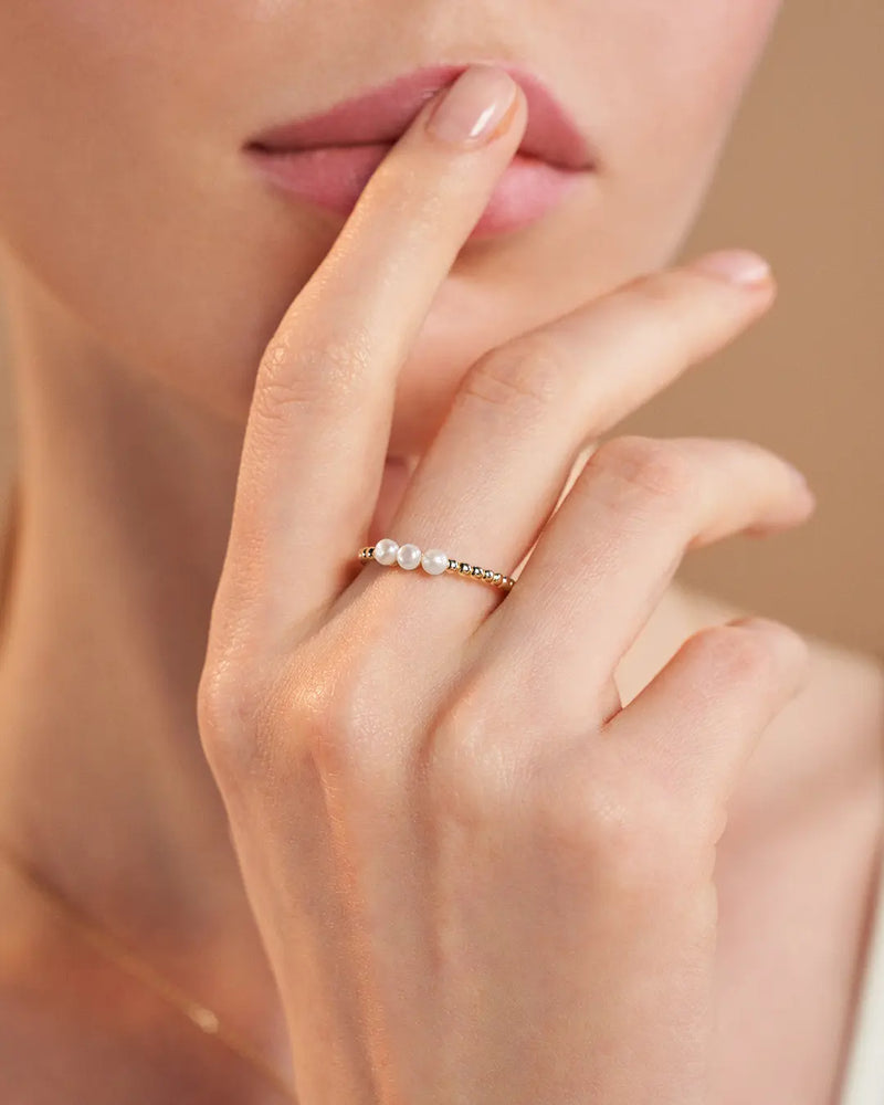 14K Gold Natural Pearl Stone Ring