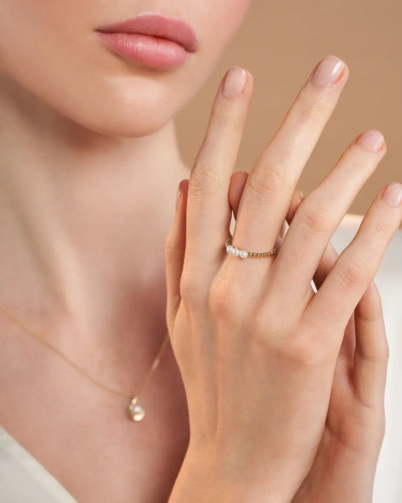 14K Gold Natural Pearl Stone Ring