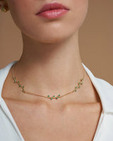 14K Gold Blossom Green Stone Chain Choker Necklace | Erdem Akan X Runda