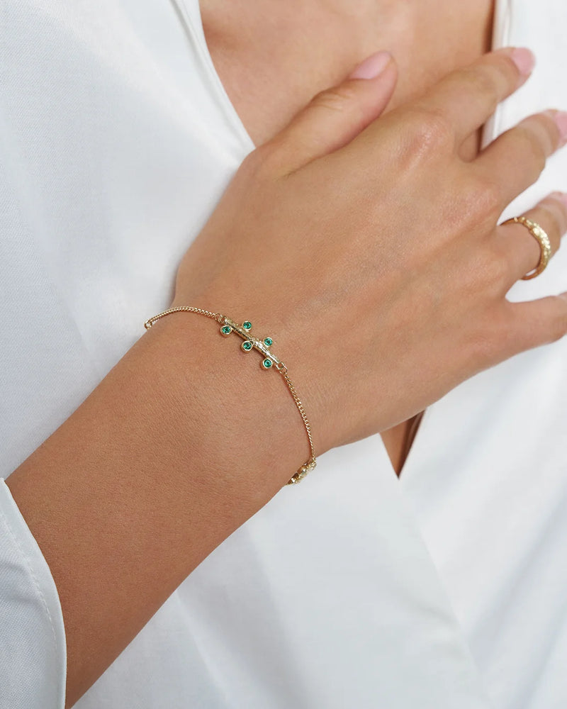 14K Gold Blossom Green Stone Chain Bracelet | Erdem Akan X Runda