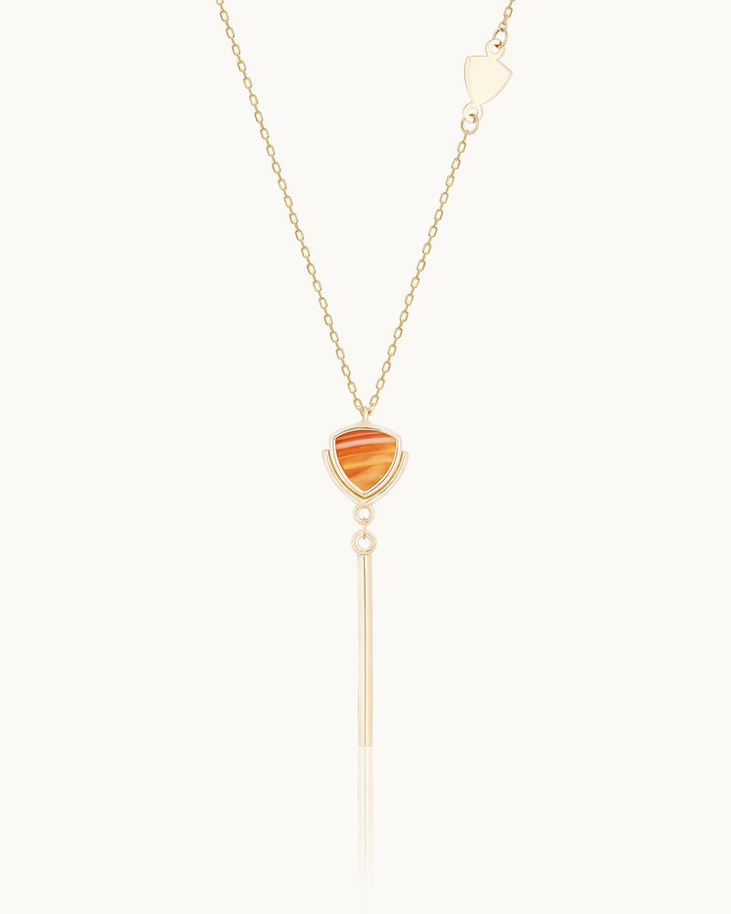 Occult 14K Solid Gold Carnelian Stone Minimal Dainty Pendant Necklace