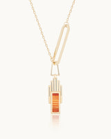 Vox 14K Solid Gold Carnelian Stone Minimal Dainty Pendant Necklace