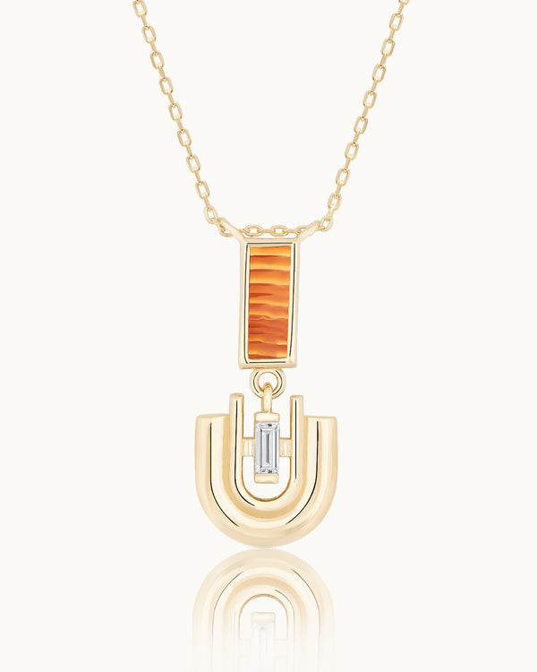 Art of Impression 14K Solid Gold Carnelian Stone Minimal Dainty Pendant Necklace