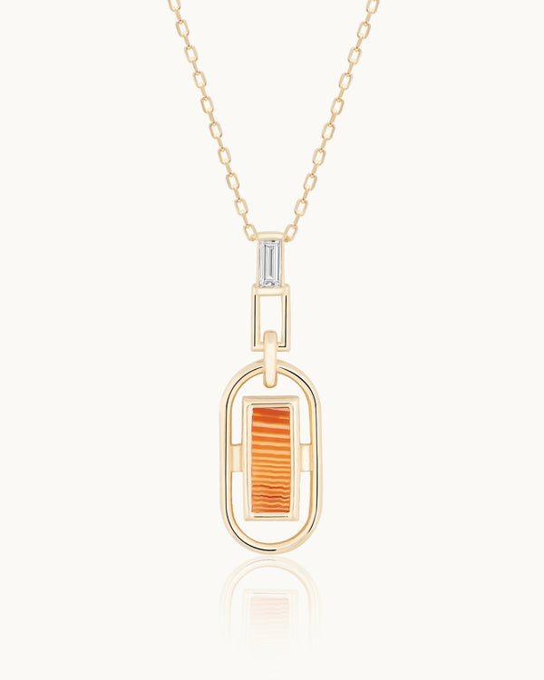 Golden Hour 14K Solid Gold Carnelian Stone Minimal Dainty Pendant Necklace