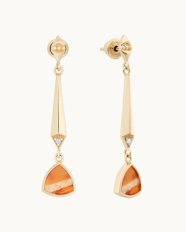 Dream in Nature 14K Solid Gold Carnelian Stone Minimal Dainty Earrings