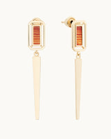 Streamlined 14K Solid Gold Carnelian Stone Minimal Dainty Earrings