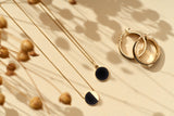 Onyx Stone 14K Gold Last Quarter Necklace