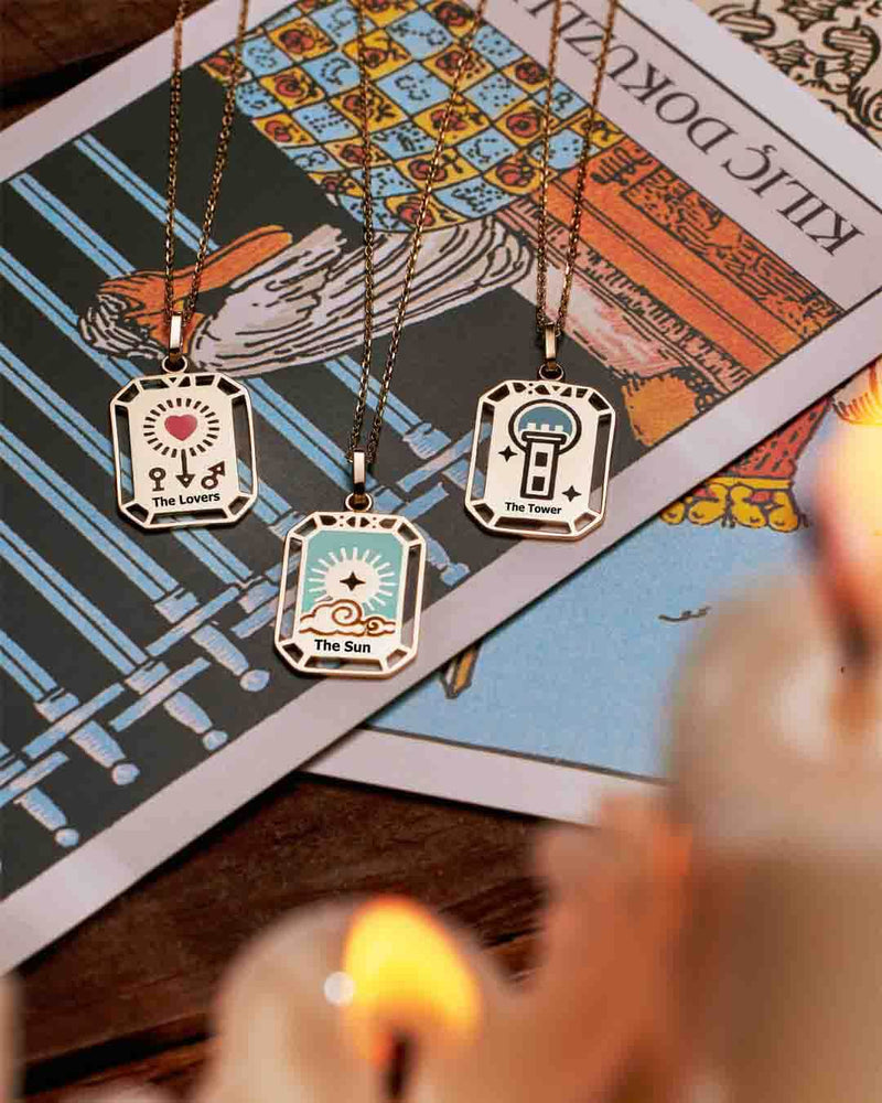 14 Ayar Altın Aşıklar Kartı Tarot Kolye